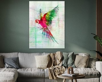 Ara papegaai aquarel schilderij modern van Mad Dog Art