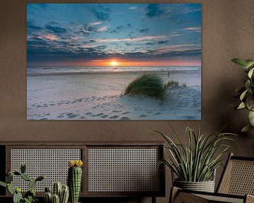 Strand duinen Paal 15 Texel helmgras prachtige zonsondergang