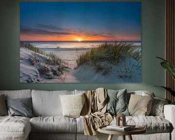 Paal 15 Texel strand doorkijkje duinen prachtige zonsondergang van Texel360Fotografie Richard Heerschap