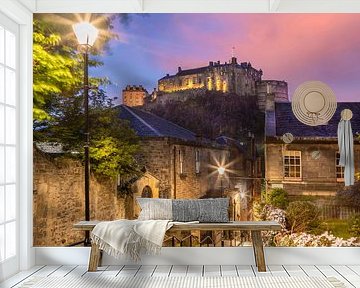 Zonsondergang bij Edinburgh Castle van Melanie Viola