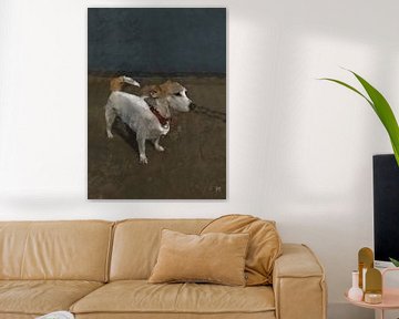 Amy, Painting of a dog, animal painting with blue and brown