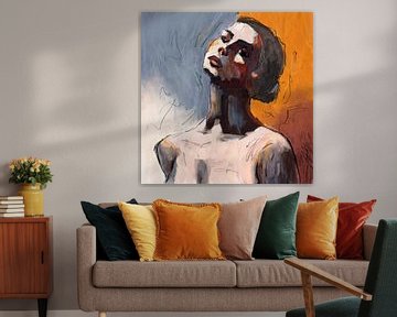 Expressief portret van een vrouw, van Hella Maas