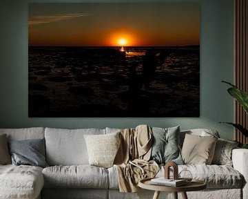 Waddenzee, zonsopkomst bij Paesens Moddergat van Gert Hilbink