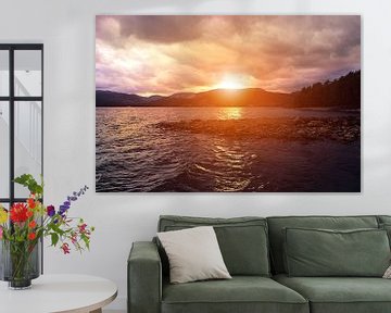 Sunset at mountain lake in Norway by Emiel de Lange