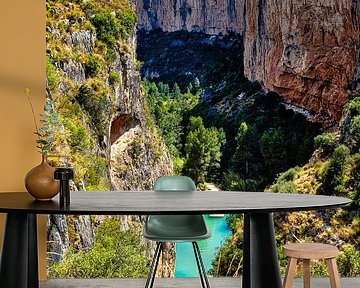 Turia gorge with steep cliffs in Chulilla Valencia Spain by Dieter Walther