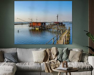 Ancienne cabane de pêcheur avec ponton en bois à Comacchio Italie sur Animaflora PicsStock