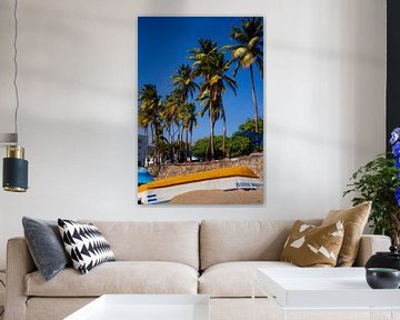 Tropical beach with palm trees in Nicaragua by Marlo Brochard