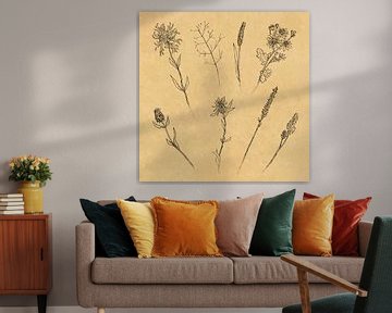 Blumen auf goldbraunem Hintergrund von Emiel de Lange
