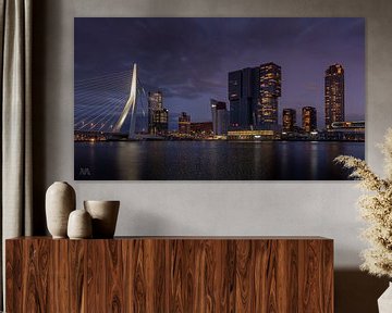Rotterdam Skyline at Night van Michel Swart