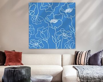 Marché floral scandinave Bleu moyen sur Mad Dog Art