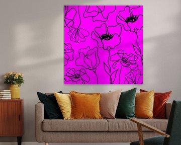 Scandinavische Bloemenmarkt Roze Glimmend van Mad Dog Art