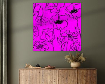 Scandinavische Bloemenmarkt Roze Glimmend van Mad Dog Art