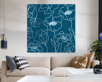 Scandinavische Bloemenmarkt Blauwgroen van Mad Dog Art