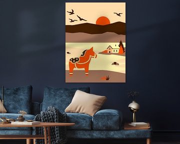 Scandinavisch landschap in Zweden van Mad Dog Art