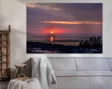 Sonnenuntergang im Wattenmeer von Henk de Boer