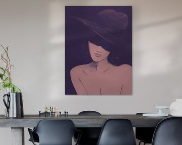 In the night (watercolor painting portrait woman bedroom night vibes dark mysterious shadow ) by Natalie Bruns