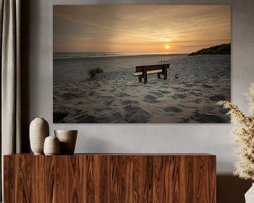 Bankje op het strand van Nes met zonsopkomst van KB Design & Photography (Karen Brouwer)