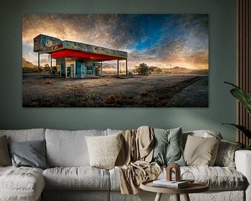 Abandoned gas station from the fifties along the side of Route 66 by Harry Anders