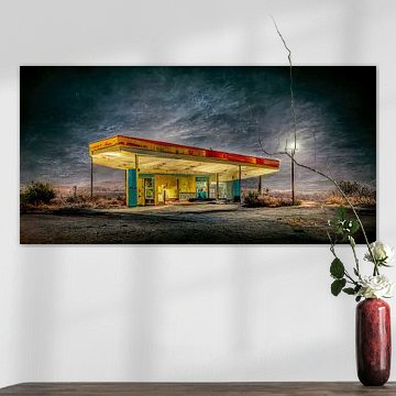 Verlaten tankstation uit de jaren vijftig langs Route 66 van Harry Anders