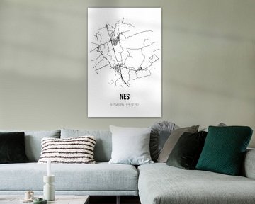 Nes (Fryslan) | Landkaart | Zwart-wit van Rezona