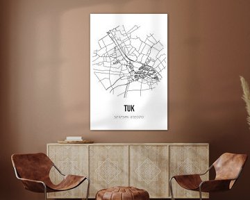 Tuk (Overijssel) | Karte | Schwarz und Weiß von Rezona