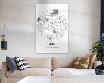 Asch (Gelderland) | Landkaart | Zwart-wit van Rezona