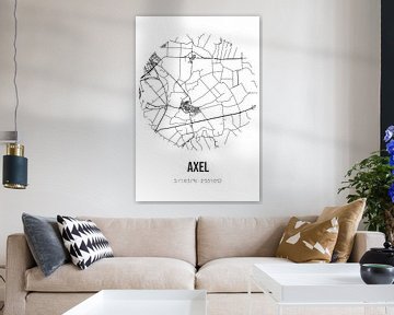 Axel (Zeeland) | Map | Black and white by Rezona