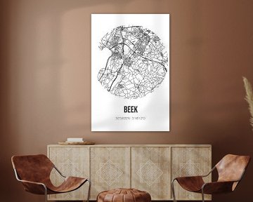 Beek (Limburg) | Landkaart | Zwart-wit van MijnStadsPoster