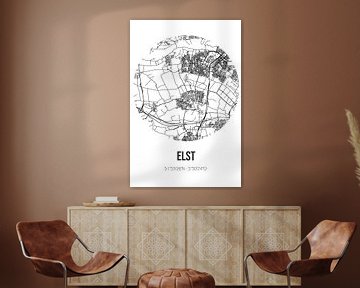 Elst (Gelderland) | Landkaart | Zwart-wit van Rezona
