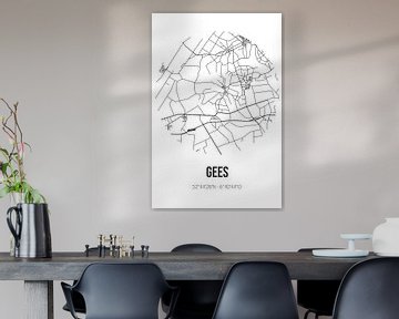 Gees (Drenthe) | Carte | Noir et blanc sur Rezona