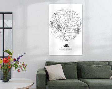 Hall (Gelderland) | Landkaart | Zwart-wit van Rezona