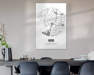 Hank (Noord-Brabant) | Map | Black and white by Rezona