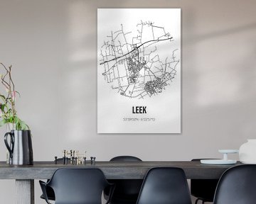 Leek (Groningen) | Landkaart | Zwart-wit van MijnStadsPoster