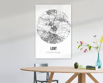 Lent (Gelderland) | Landkaart | Zwart-wit van MijnStadsPoster