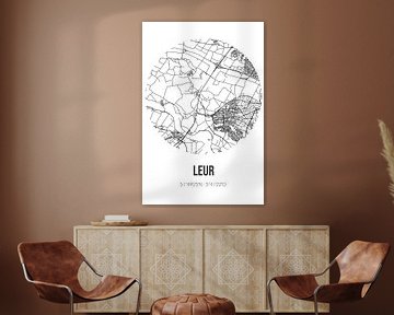 Leur (Gelderland) | Landkaart | Zwart-wit van MijnStadsPoster