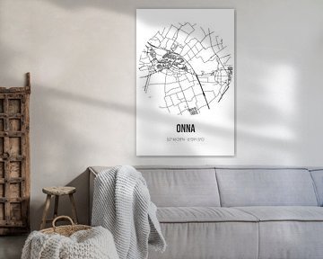 Onna (Overijssel) | Karte | Schwarz und Weiß von Rezona