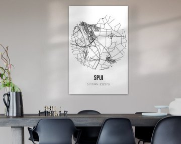 Spui (Zeeland) | Landkaart | Zwart-wit van MijnStadsPoster