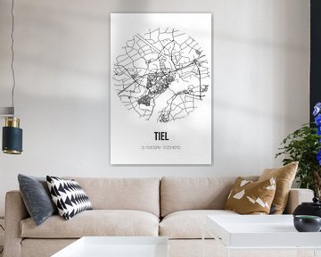 Tiel (Gelderland) | Landkaart | Zwart-wit van MijnStadsPoster