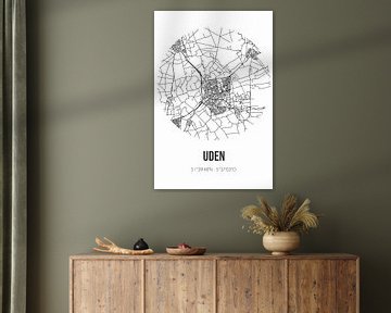 Uden (Noord-Brabant) | Landkaart | Zwart-wit van MijnStadsPoster