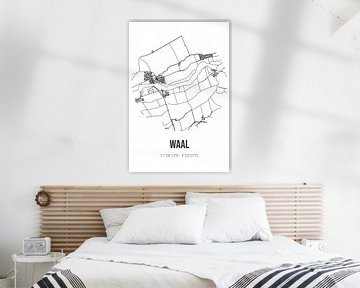 Waal (South-Holland) | Map | Black and white by Prints of Place