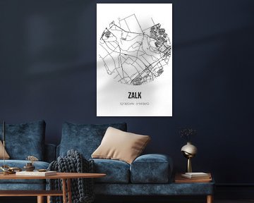 Zalk (Overijssel) | Karte | Schwarz und Weiß von Rezona