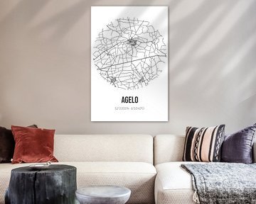 Agelo (Overijssel) | Karte | Schwarz und Weiß von Rezona