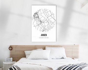 Annen (Drenthe) | Landkaart | Zwart-wit van MijnStadsPoster