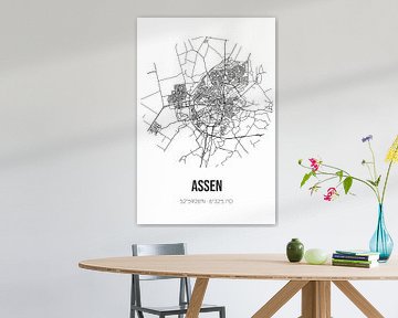 Assen (Drenthe) | Carte | Noir et Blanc sur Rezona