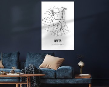 Beets (Noord-Holland) | Karte | Schwarz und weiß von Rezona