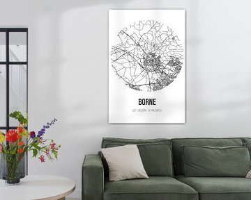 Borne (Overijssel) | Carte | Noir et Blanc sur Rezona