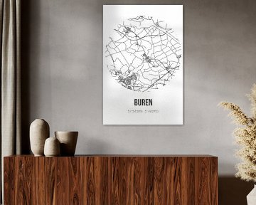Buren (Gelderland) | Landkaart | Zwart-wit van MijnStadsPoster