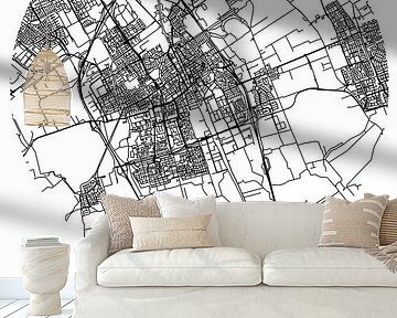 Delft (South-Holland) | Map | Black and white by Prints of Place