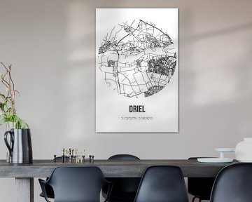 Driel (Gelderland) | Map | Black and white by Rezona