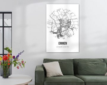 Emmen (Drenthe) | Landkaart | Zwart-wit van Rezona
